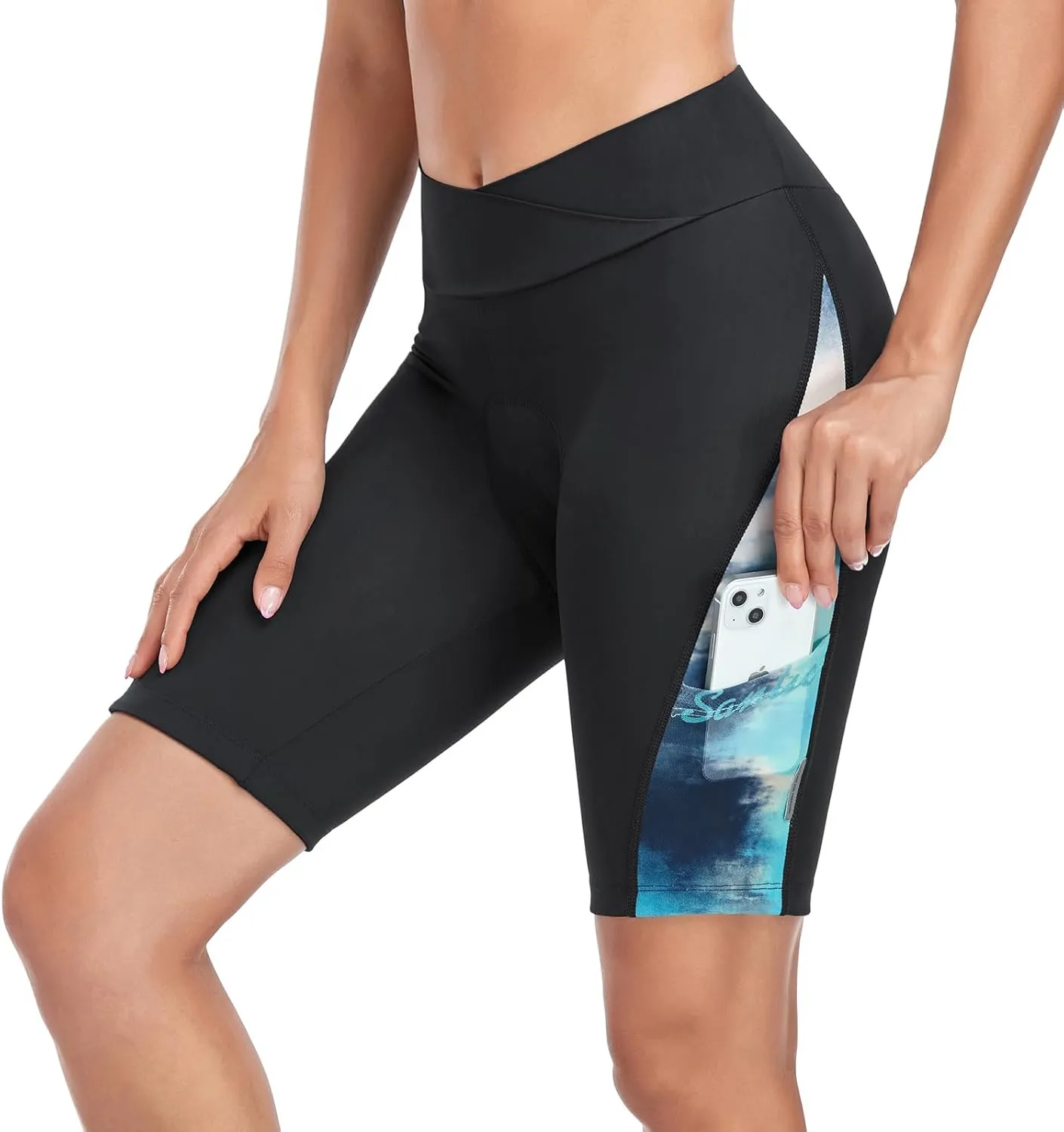 Santic Women's Cycling Shorts 4D Padded Quick Dry Breathable Bike Bicycle Shorts with Side Pockets