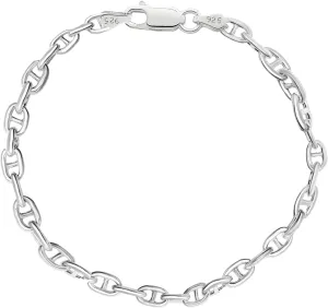 Savlano 925 Sterling Silver Hollow Mariner Anchor Link Chain Bracelet for Women Comes with Gift Box- Made in Italy