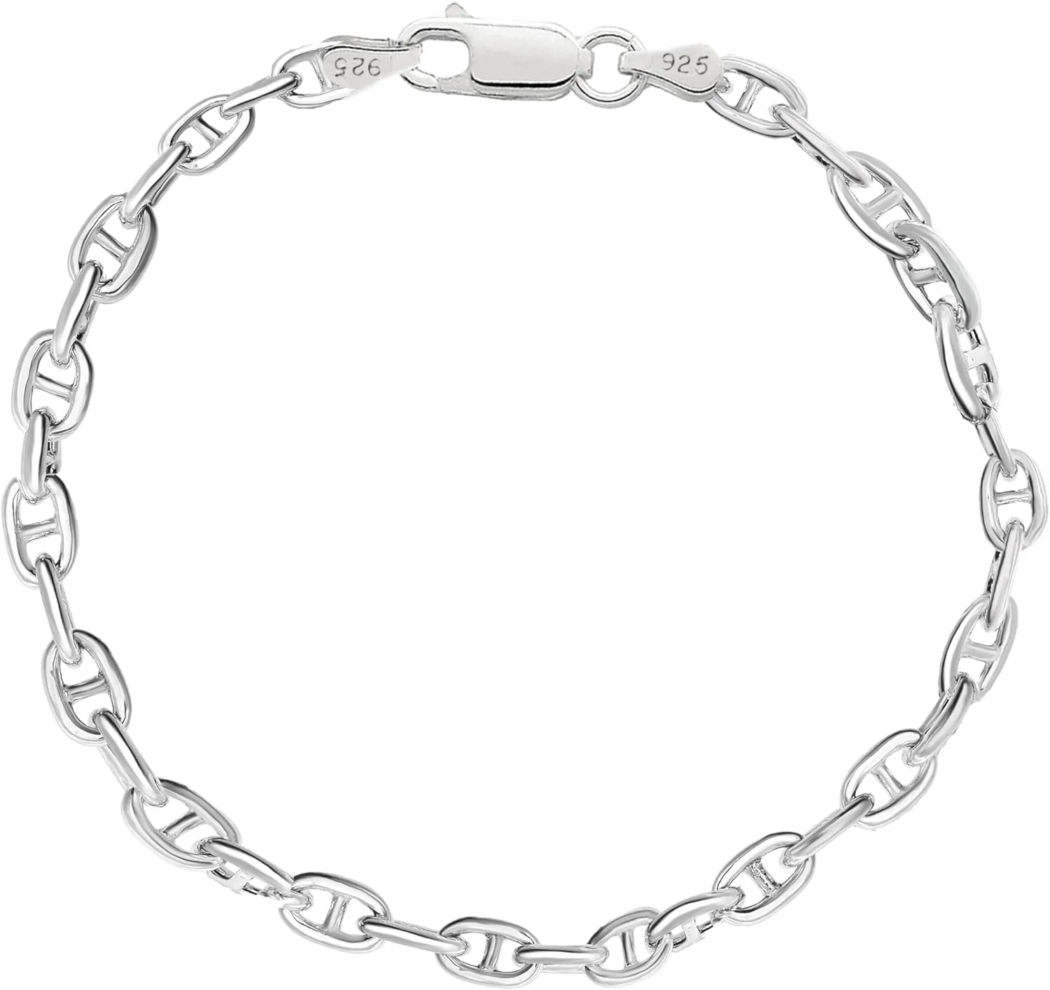 Savlano 925 Sterling Silver Hollow Mariner Anchor Link Chain Bracelet for Women Comes with Gift Box- Made in Italy
