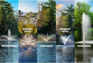 Scott Aerator Great Lakes Large Pond Fountain- 1 HP 230V with 150 ft. Cord | Aerating Fountain for Lakes & Ponds | Maintenance Free Stainless Steel | 5 Pattern | Nozzles Included