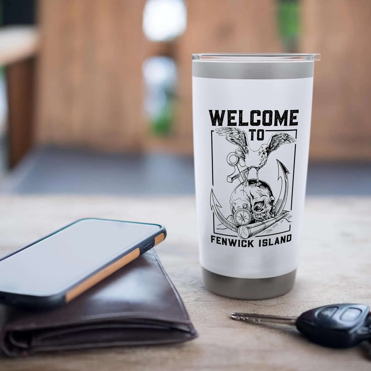 Seagull on skull - Fenwick Island Stainless Steel Insulated Tumbler
