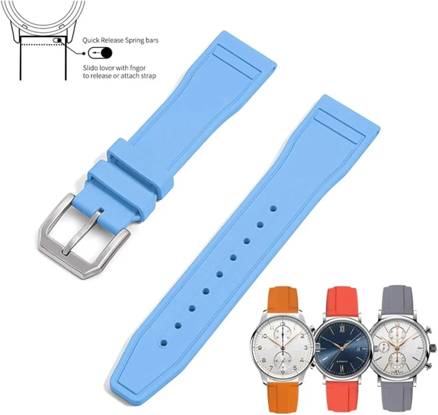 SERDAS Grade Fluororubber FKM 20mm 21mm 22mm Watch Strap Diving Waterproof Quick Release Watchbands
