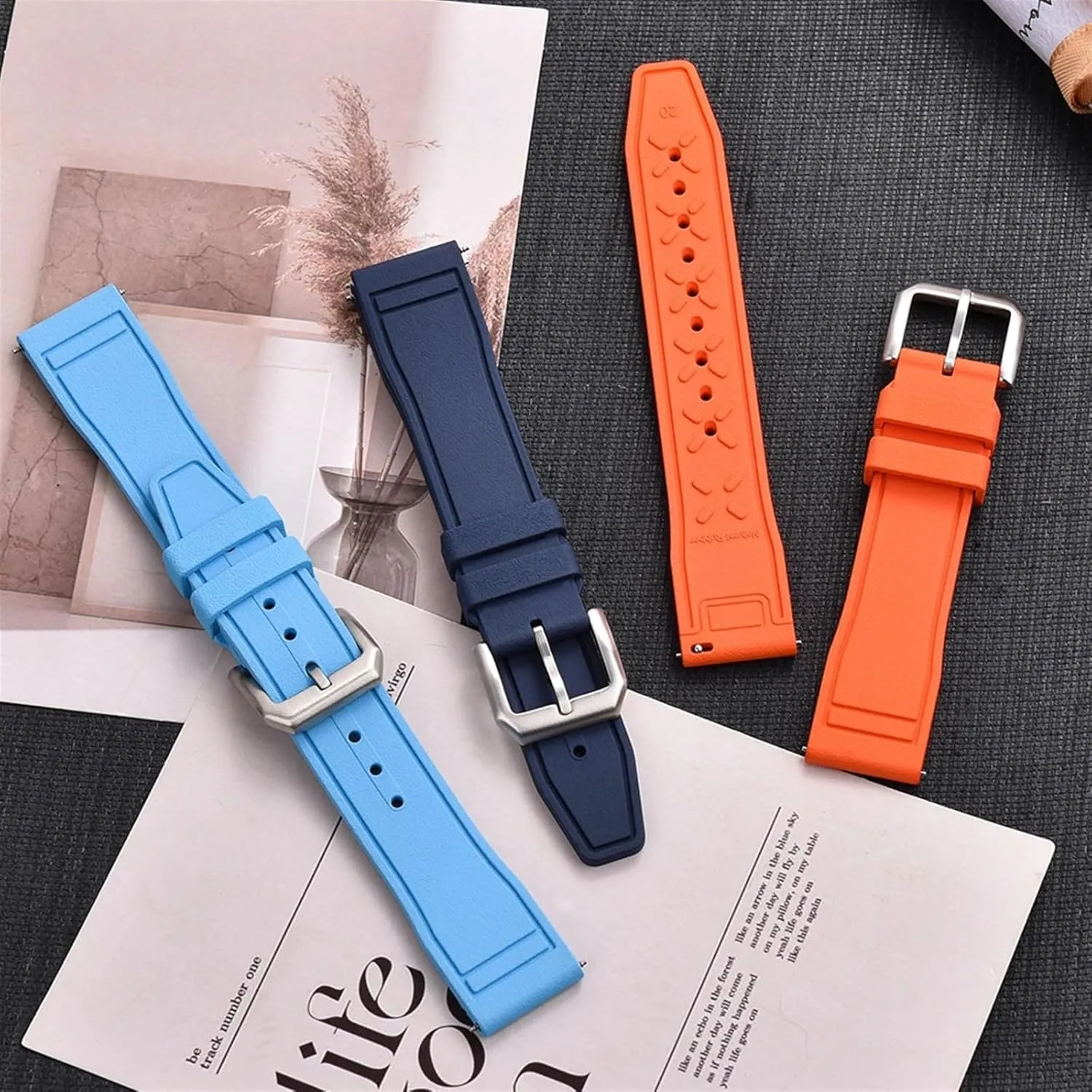SERDAS Grade Fluororubber FKM 20mm 21mm 22mm Watch Strap Diving Waterproof Quick Release Watchbands