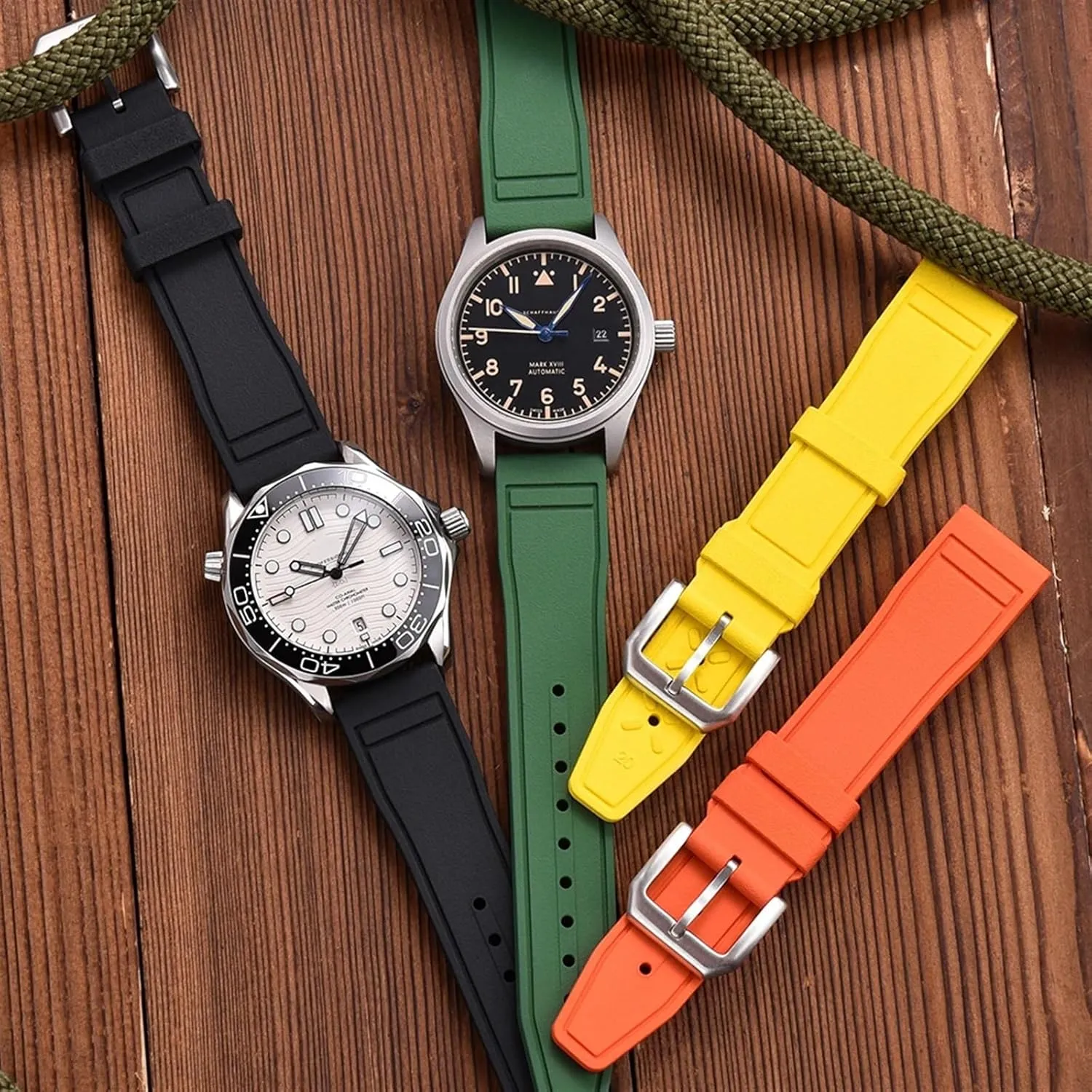 SERDAS Grade Fluororubber FKM 20mm 21mm 22mm Watch Strap Diving Waterproof Quick Release Watchbands