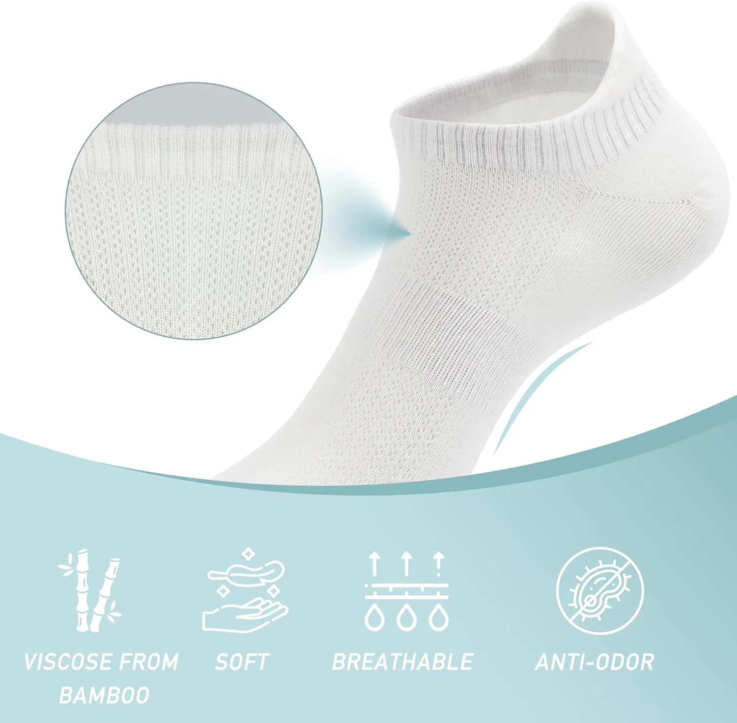 SERISIMPLE Women Ultra Thin Socks Viscose Bamboo Low Cut No Show Ventilating Ankle Anti Odor Arch Support Mesh Socks 5 Pairs