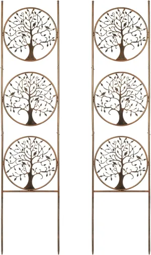 Set of 2 Tree in Life Metal Garden Trellis for Climbing Plants, Decorative Vegetables Flowers Vine Trellis for Outdoor Patio 55'' H x 12.4'' W