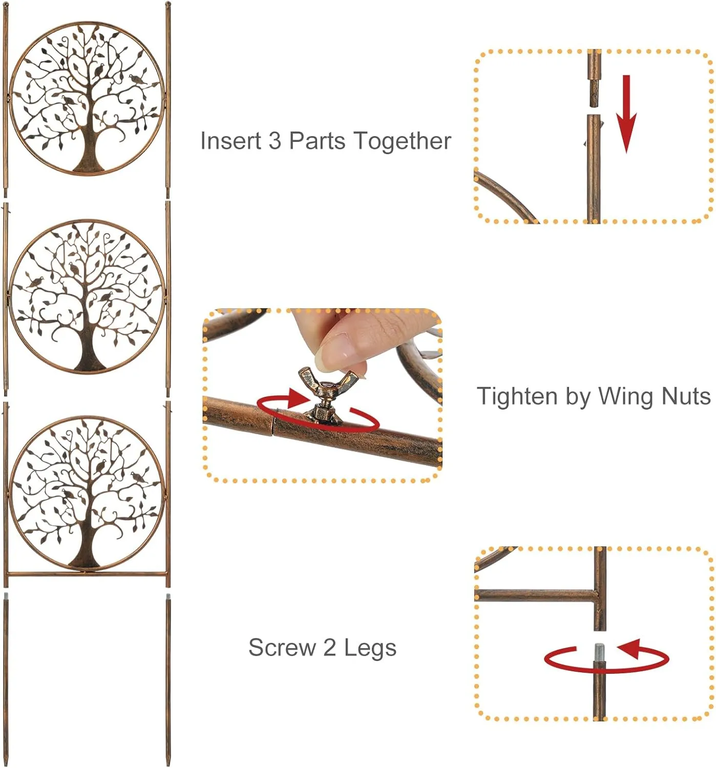 Set of 2 Tree in Life Metal Garden Trellis for Climbing Plants, Decorative Vegetables Flowers Vine Trellis for Outdoor Patio 55'' H x 12.4'' W