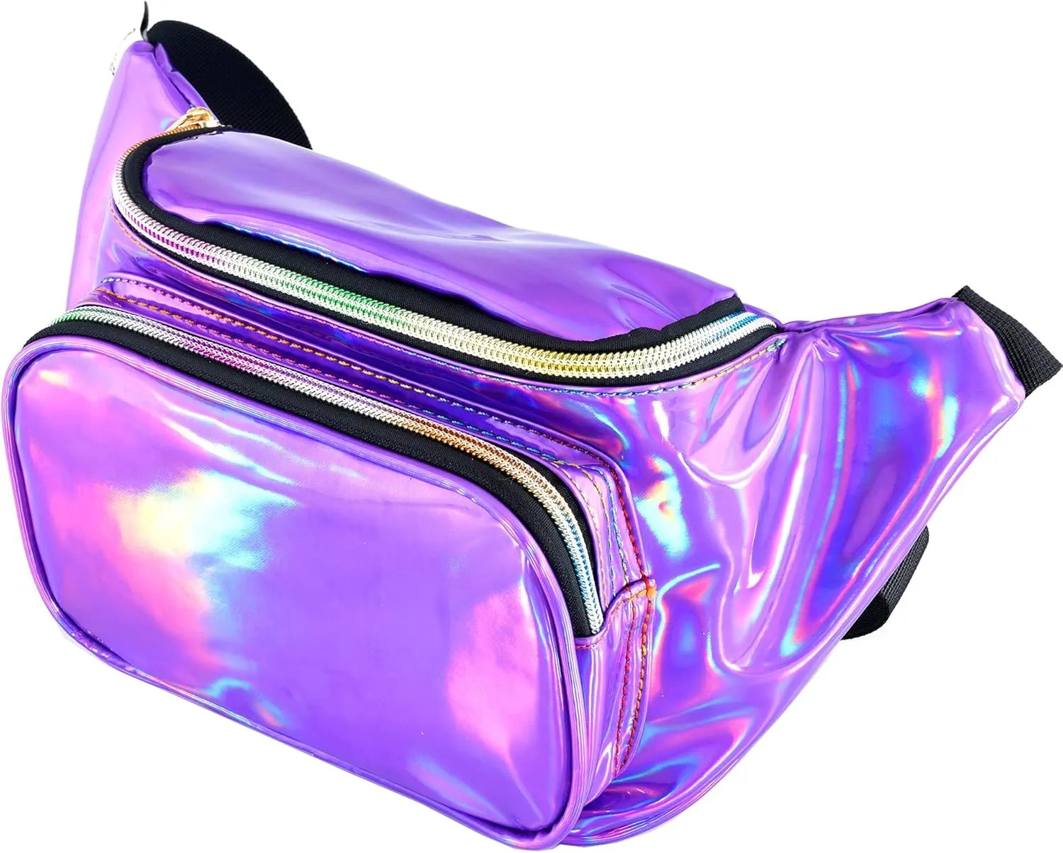 Shiny Neon Fanny Bag for Women Rave Festival Hologram Bum Travel Waist Pack (Holographic Purple)