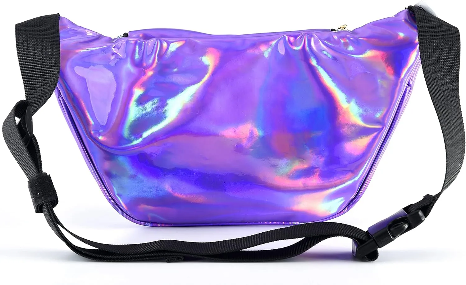 Shiny Neon Fanny Bag for Women Rave Festival Hologram Bum Travel Waist Pack (Holographic Purple)