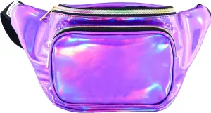 Shiny Neon Fanny Bag for Women Rave Festival Hologram Bum Travel Waist Pack (Holographic Purple)