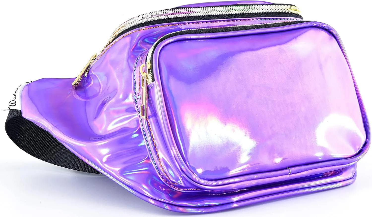 Shiny Neon Fanny Bag for Women Rave Festival Hologram Bum Travel Waist Pack (Holographic Purple)