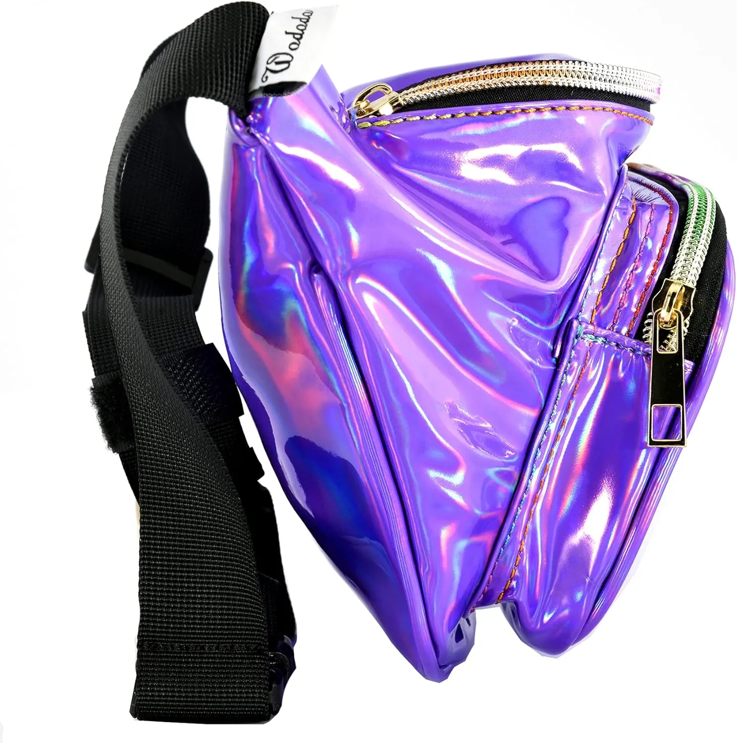 Shiny Neon Fanny Bag for Women Rave Festival Hologram Bum Travel Waist Pack (Holographic Purple)