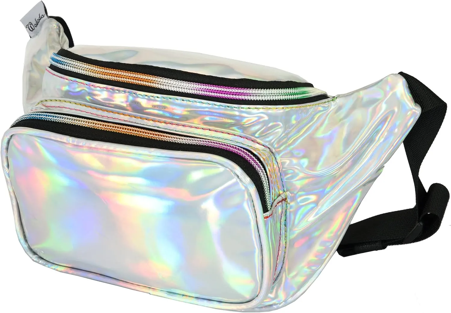 Shiny Neon Fanny Bag for Women Rave Festival Hologram Bum Travel Waist Pack (Silver)