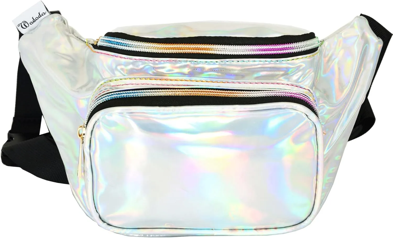 Shiny Neon Fanny Bag for Women Rave Festival Hologram Bum Travel Waist Pack (Silver)