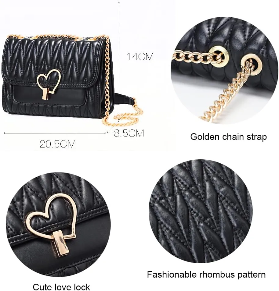 Shoulder Bag for Women Small Crossbody Purse Leather Fashion Handbags with Chain Strap