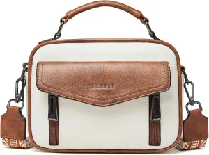 Shrrie Quilted Crossbody Bags for Women - Vegan Leather Crossbody Purses Triple Pocket Small Purses for Women Wide Strap