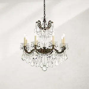 Signature 5073-23R, La Scala 8 Light 25in x 28.5in Chandelier in Etruscan Gold with Clear Radiance Crystals