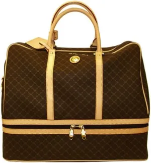 Signature Brown Duffel Dome Traveler by Rioni Designer Handbags & Luggage