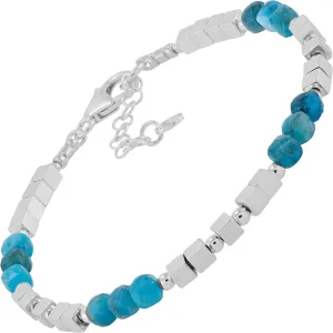 Silpada 'Good Values' Sterling Silver Apatite and Hematite Beaded Bracelet, 7"   1"