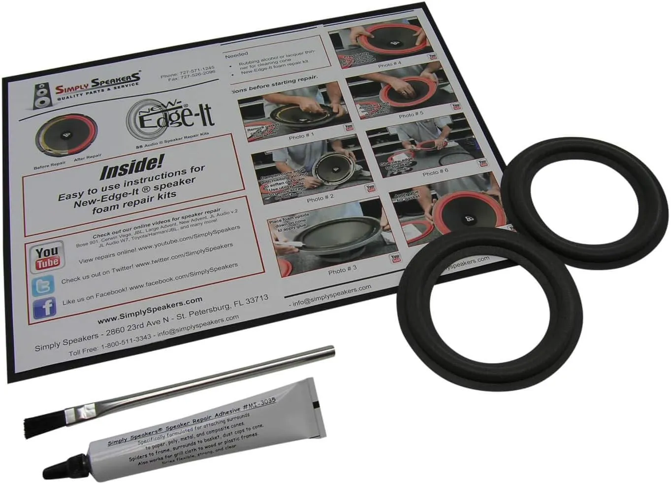 Simply Speakers 4 Inch Foam Speaker Repair Kit Compatible with Cambridge Soundworks Ensemble FSK-4 (Pair)
