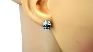 SK2362 Small Earrings Stainless Steel Skull Embellished Imitation Diamonds Post & Nut  11MM Tall