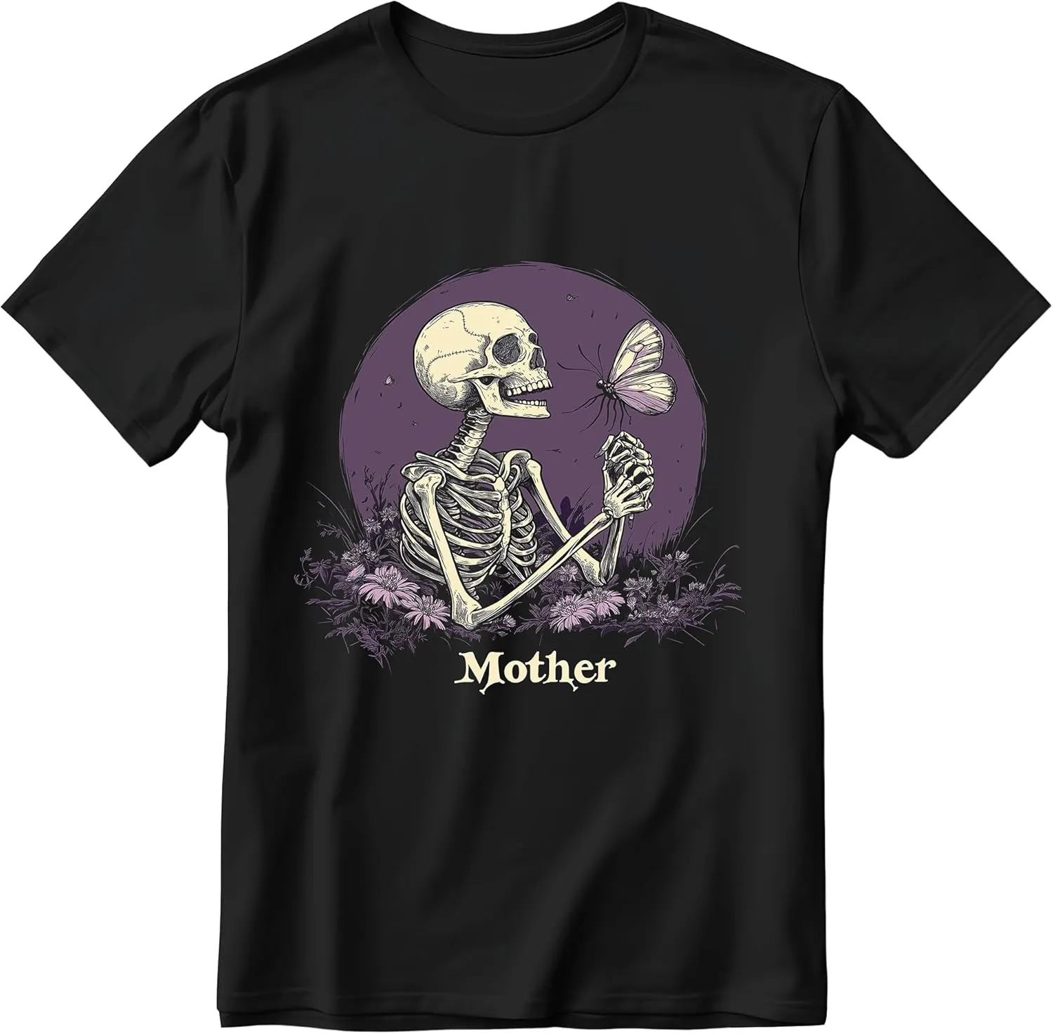 Skeleton Shirt with Floral & Butterfly Gifts for Mother’s Day Birthday Skull Shirts for Women Graphic Tee