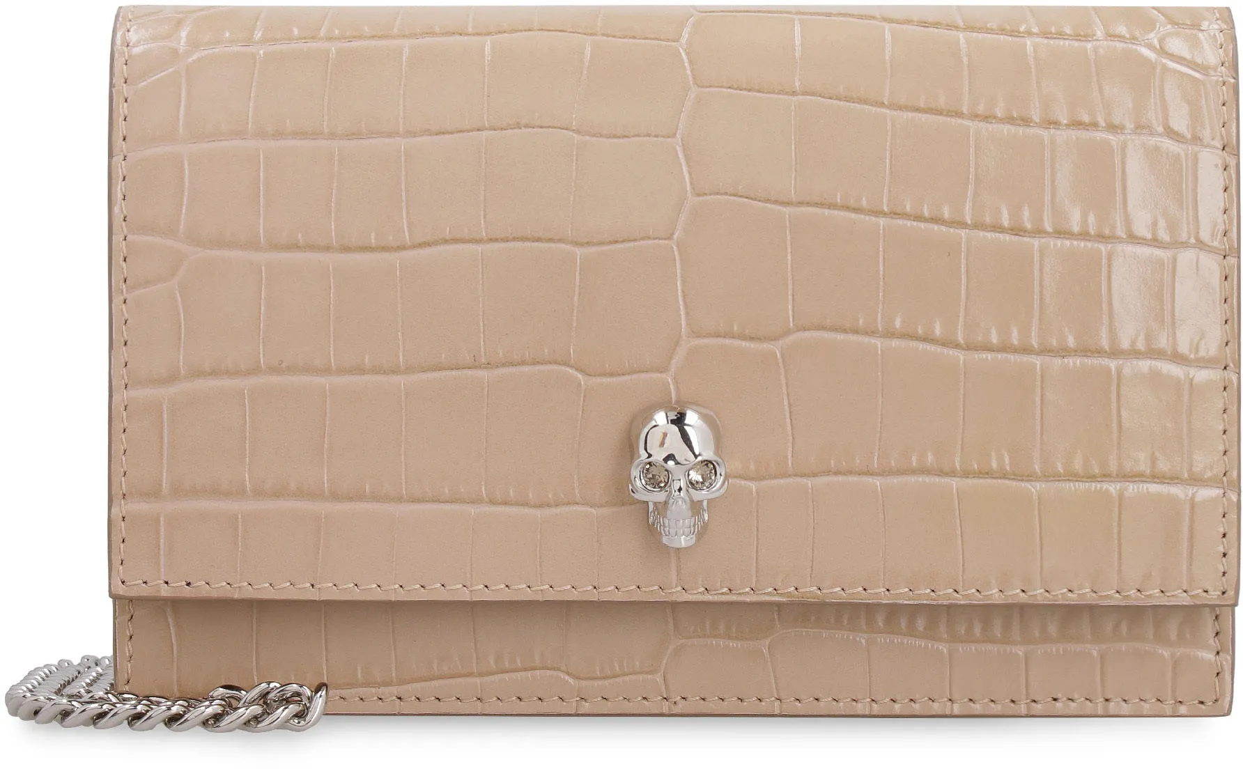 Skull croco-print leather mini-bag