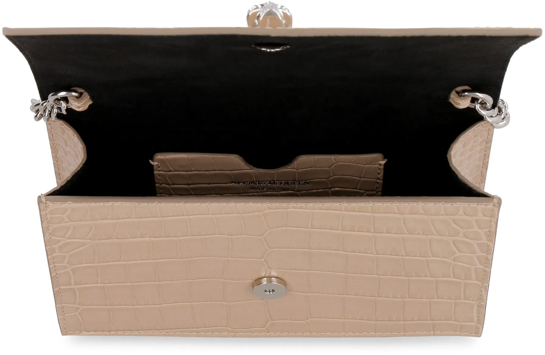 Skull croco-print leather mini-bag
