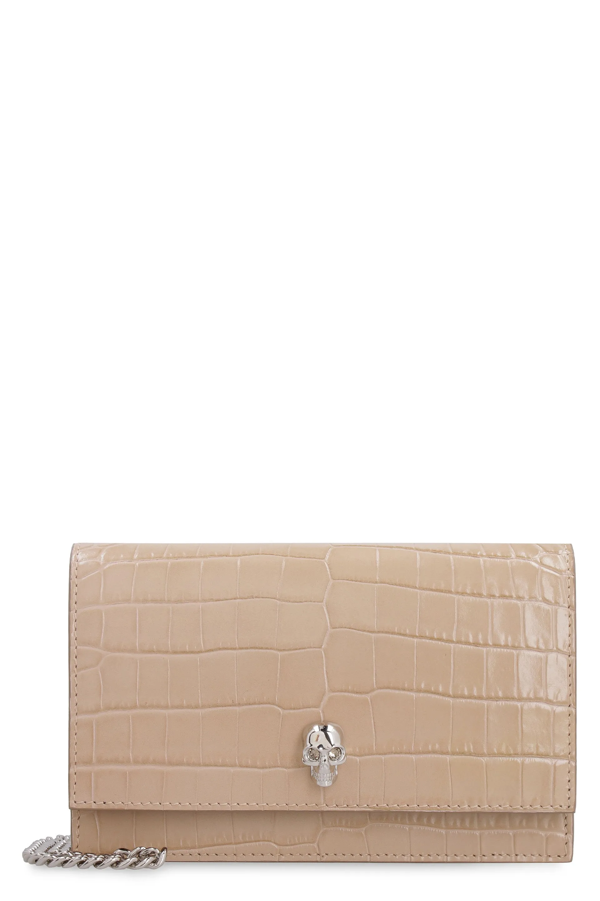 Skull croco-print leather mini-bag