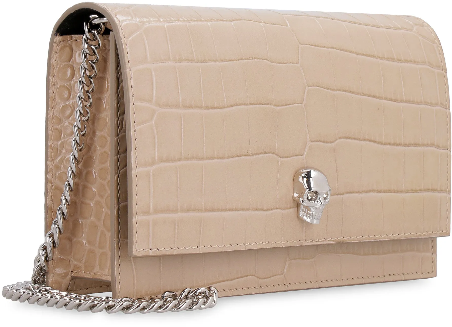 Skull croco-print leather mini-bag