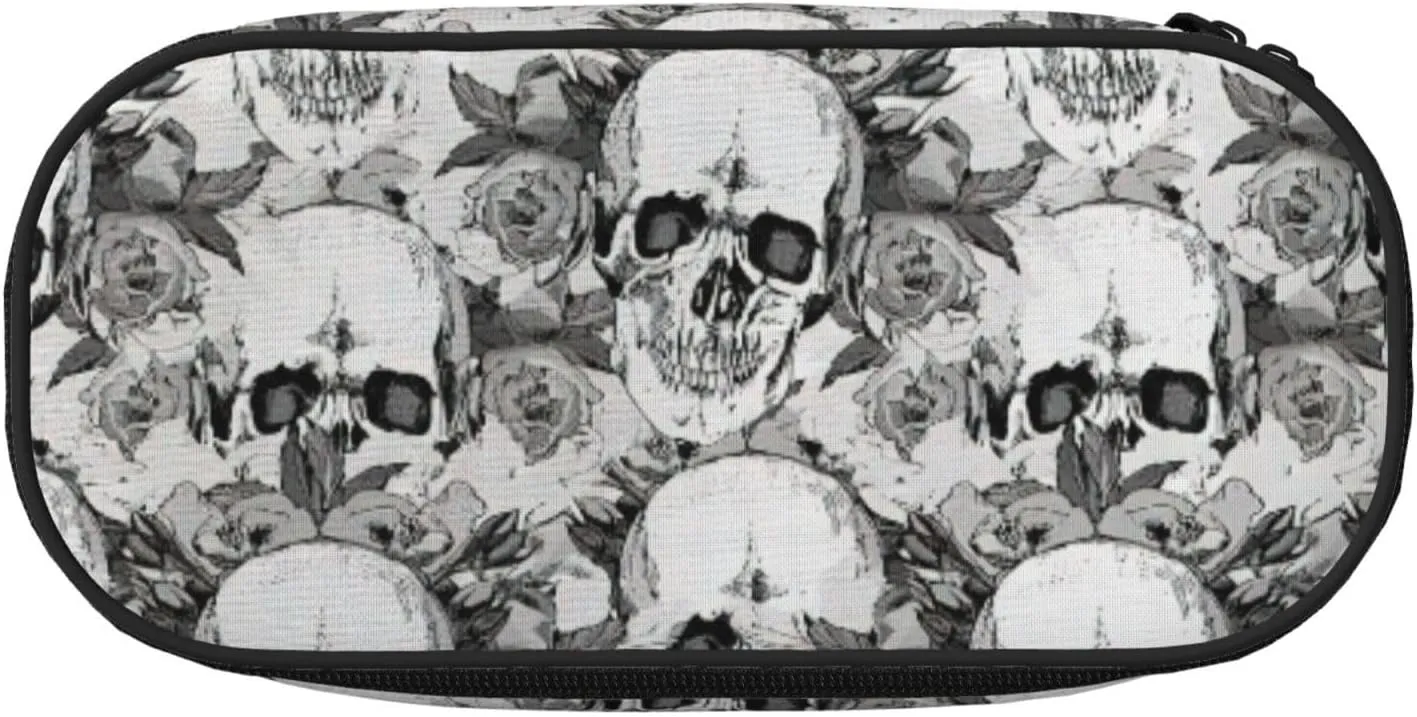 Skull Skeleton Print Simple rectangle Pen bag Storage case for Office supplies,cosmetics,toiletries