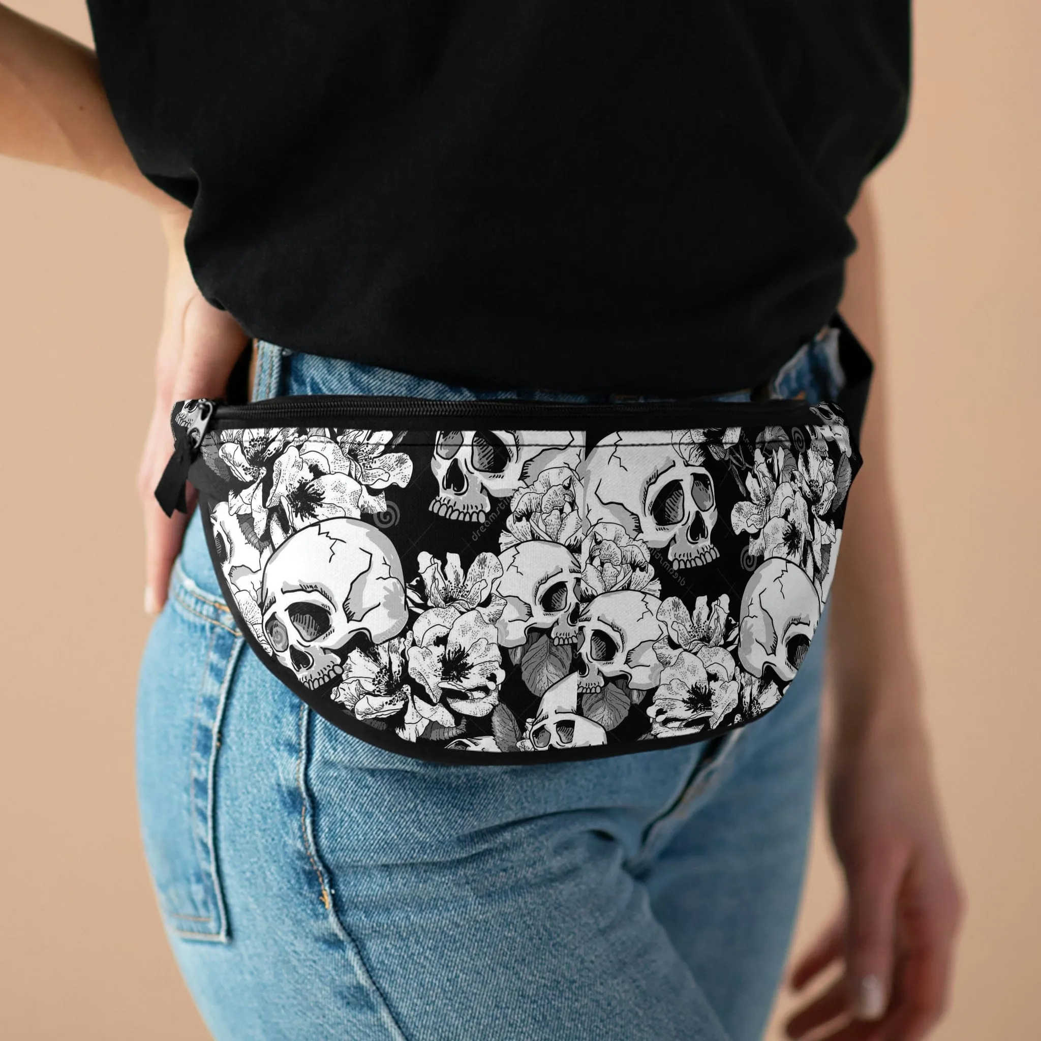 Skulls Floral Fanny Pack