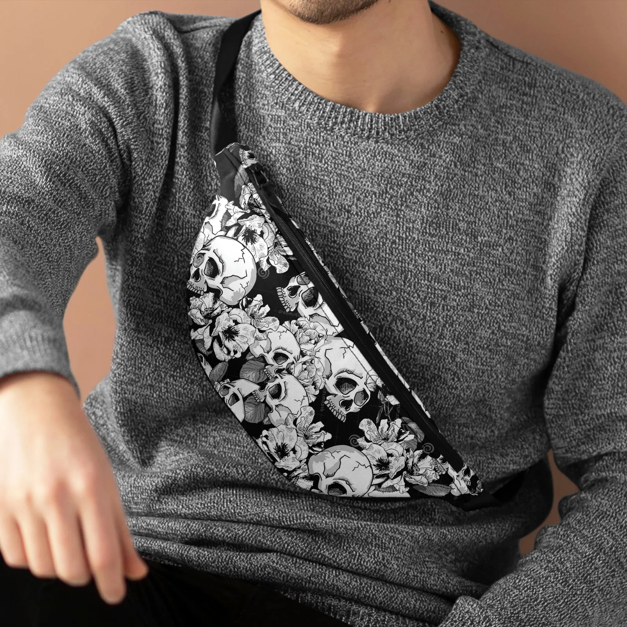 Skulls Floral Fanny Pack