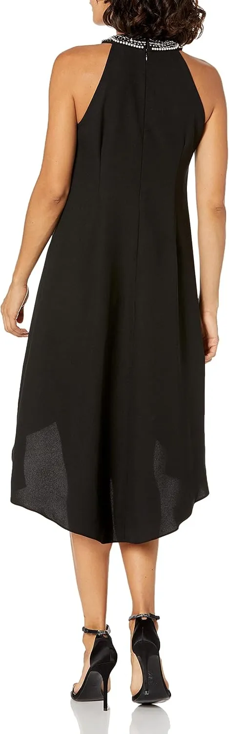S.L. Fashions Women's Jewel Halter Neckline Cocktail, Wedding Guest, Perfect Party Dress,(Petite and Regular Sizes)