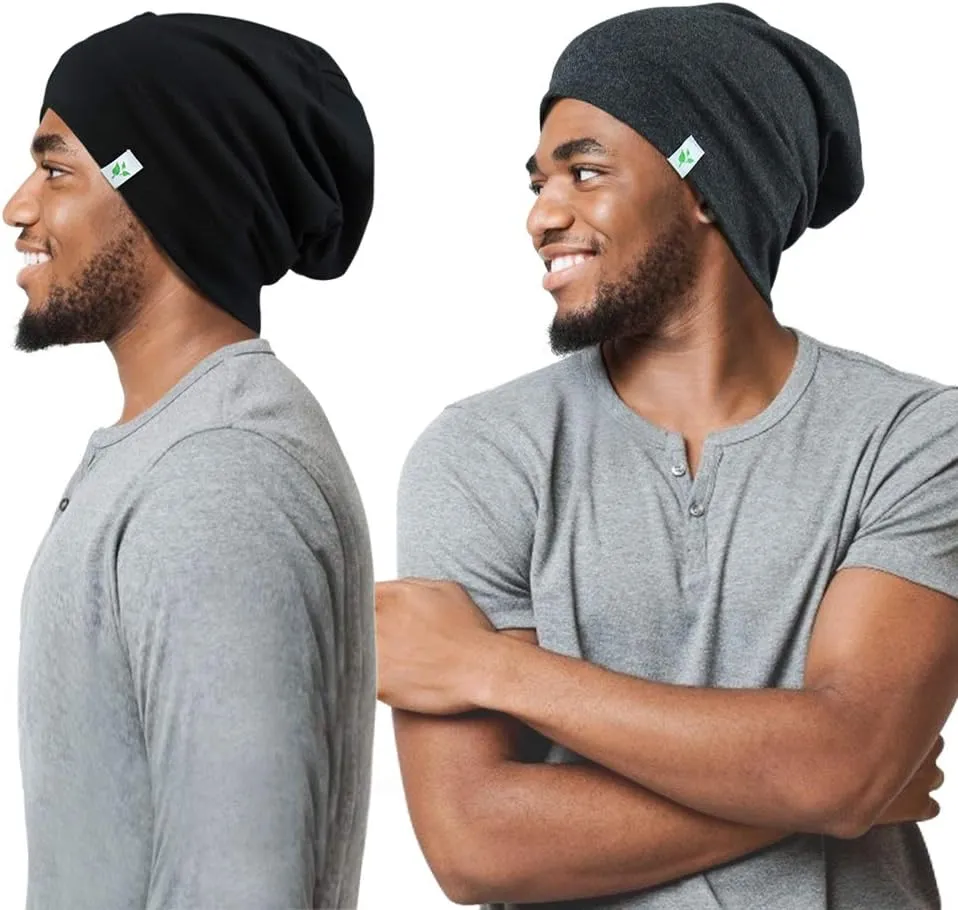 Sleep Cap-2Pcs Designed for Men with Natural Curly Wave Hair Satin Lined,Gifts for Boyfriend,Husband & Dad,