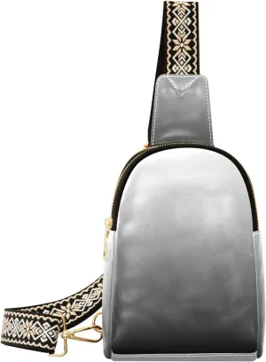 Sling Backpack Gradient Black Sling Bag for Women Crossbody Shoulder Bag Leather Fanny Pack Chest Bag for Travel Hiking