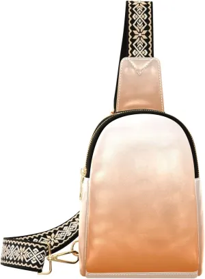 Sling Backpack Gradient Chocolate Sling Bag for Women Crossbody Shoulder Bag Leather Fanny Pack Chest Bag for Travel Hiking