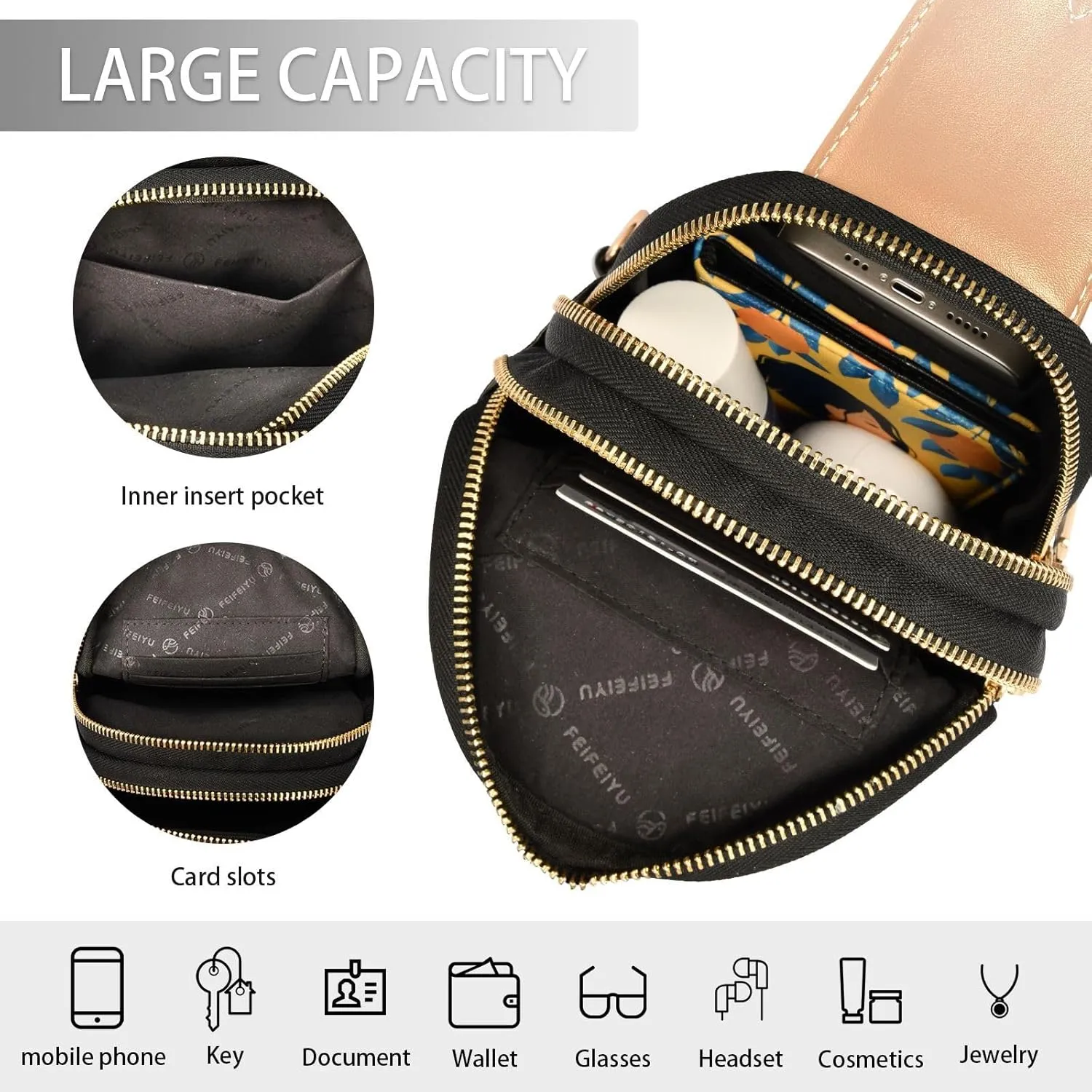 Sling Backpack Gradient Chocolate Sling Bag for Women Crossbody Shoulder Bag Leather Fanny Pack Chest Bag for Travel Hiking