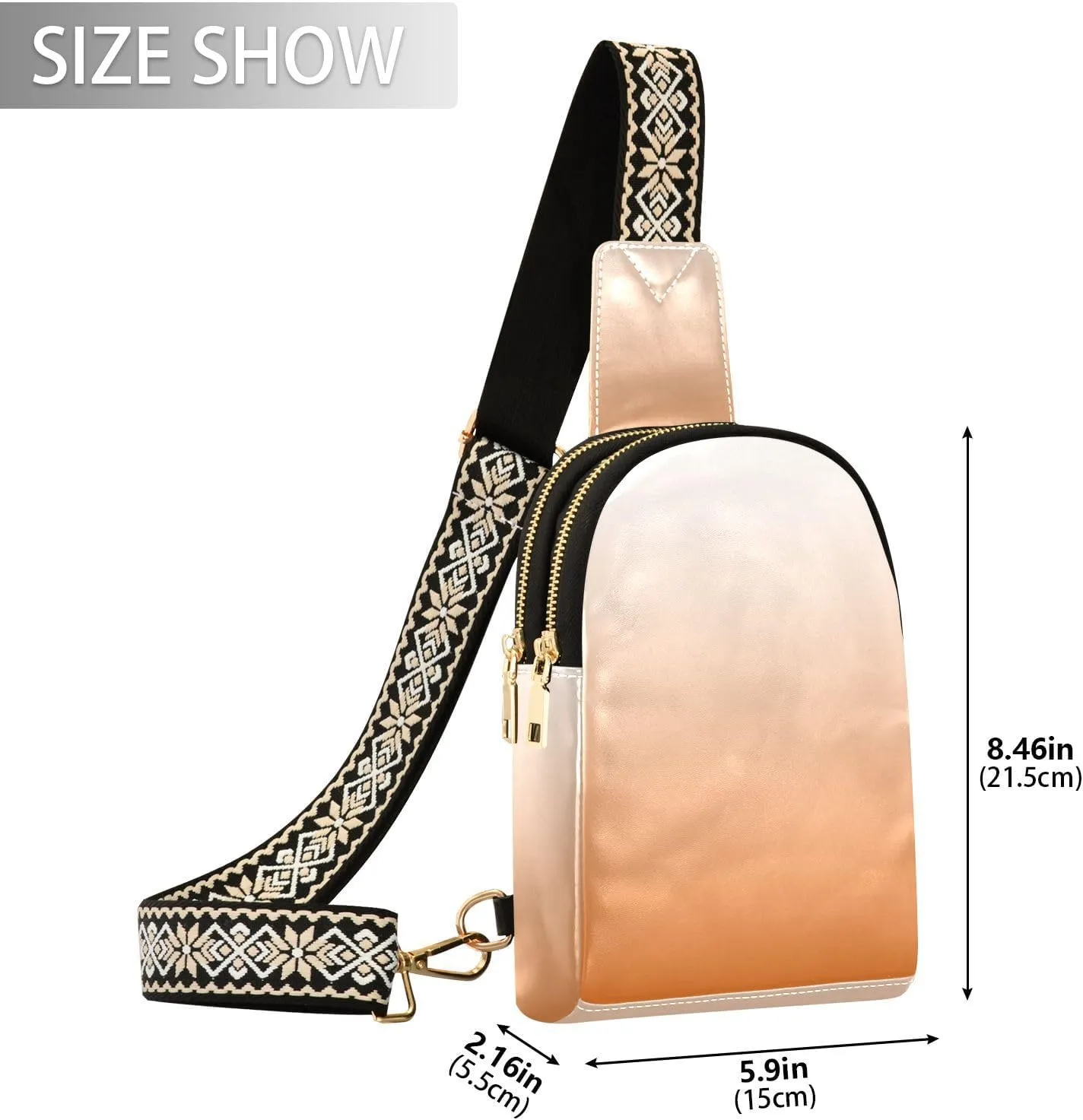 Sling Backpack Gradient Chocolate Sling Bag for Women Crossbody Shoulder Bag Leather Fanny Pack Chest Bag for Travel Hiking