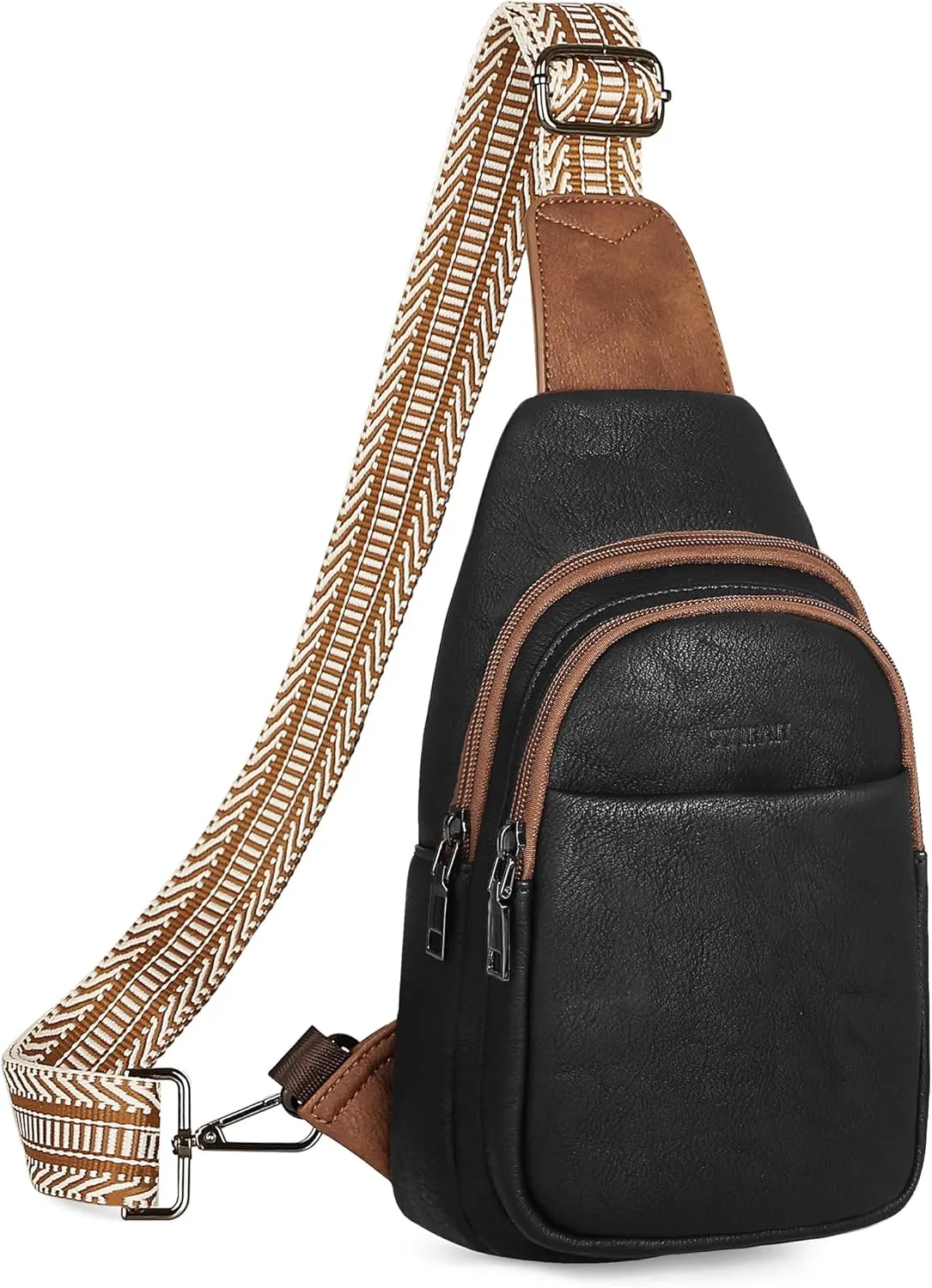 Sling Bag for Women, Crossbody Bags Purse for Women Trendy Vegan Leather Chest Bag with Adjustable Guitar Strap