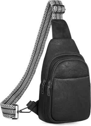 Sling Bag for Women, Crossbody Bags Purse for Women Trendy Vegan Leather Chest Bag with Adjustable Guitar Strap