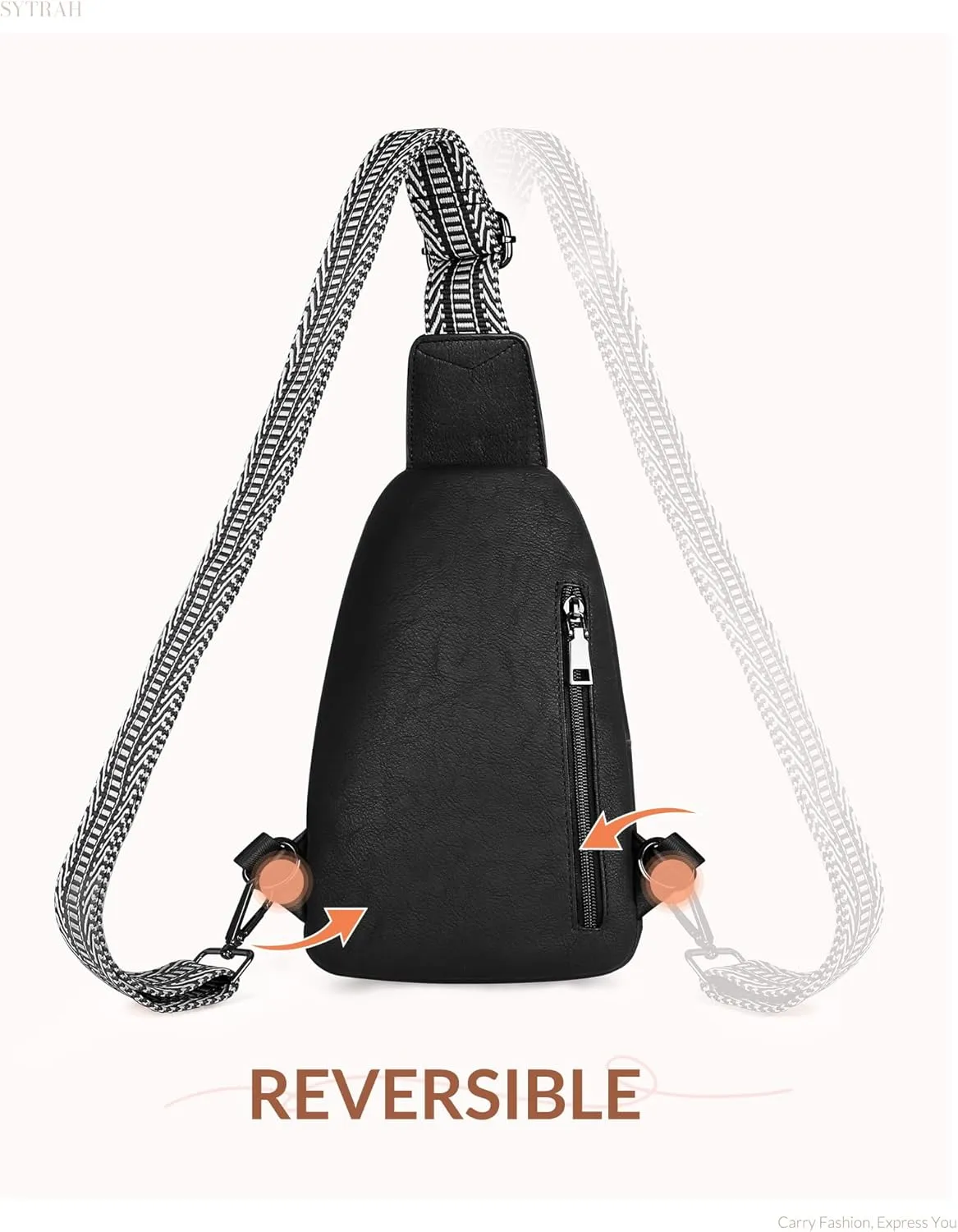 Sling Bag for Women, Crossbody Bags Purse for Women Trendy Vegan Leather Chest Bag with Adjustable Guitar Strap