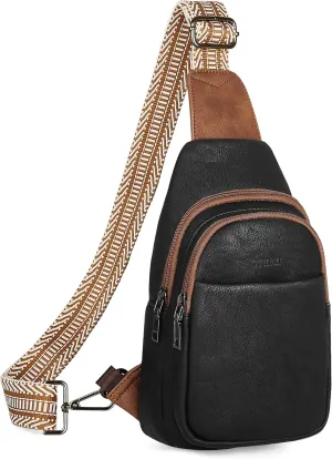 Sling Bag for Women, Crossbody Bags Purse for Women Trendy Vegan Leather Chest Bag with Adjustable Guitar Strap