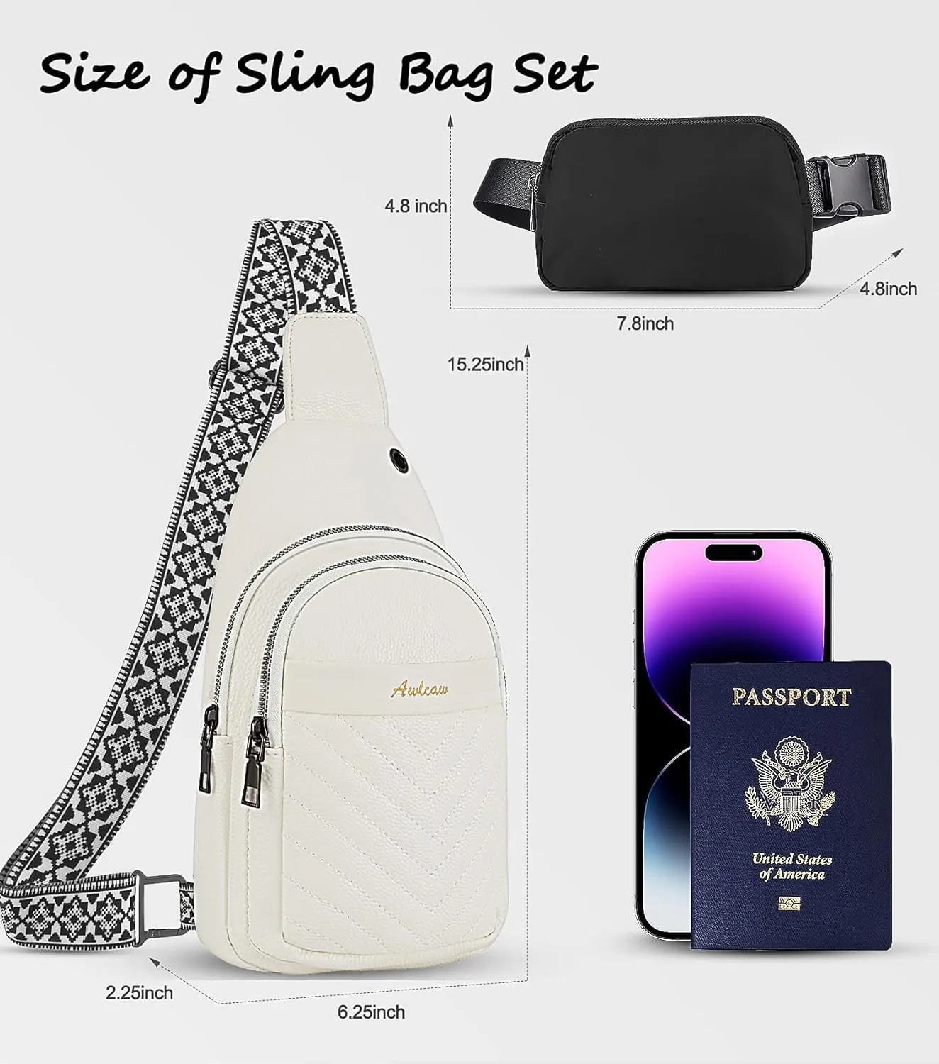 Sling Bag for Women, Leather Crossbody Bag Sling Bag Crossbody Backpack for Travel Sports Running Hiking for Man Woman