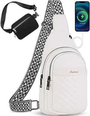 Sling Bag for Women, Leather Crossbody Bag Sling Bag Crossbody Backpack for Travel Sports Running Hiking for Man Woman