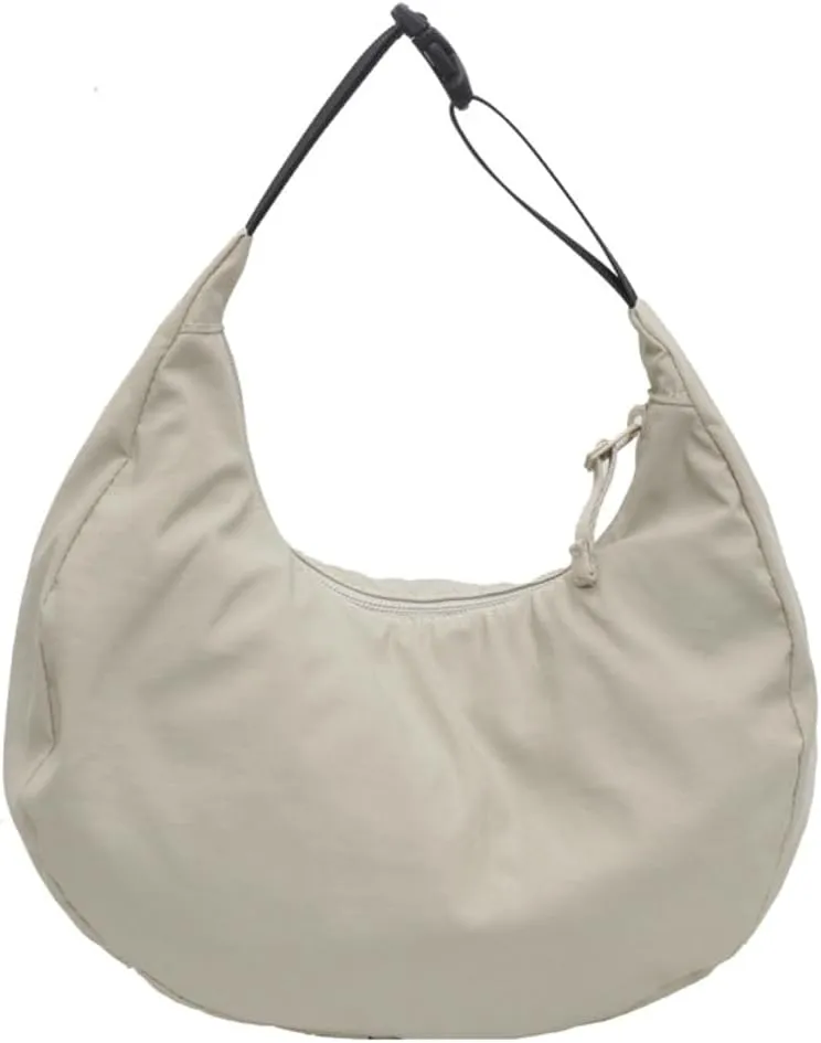 Small Crescent Handbag for Women Cute Nylon Crossbody Bag Half Moon Y2K Underarm Shoulder Bag with Adjustable Strap