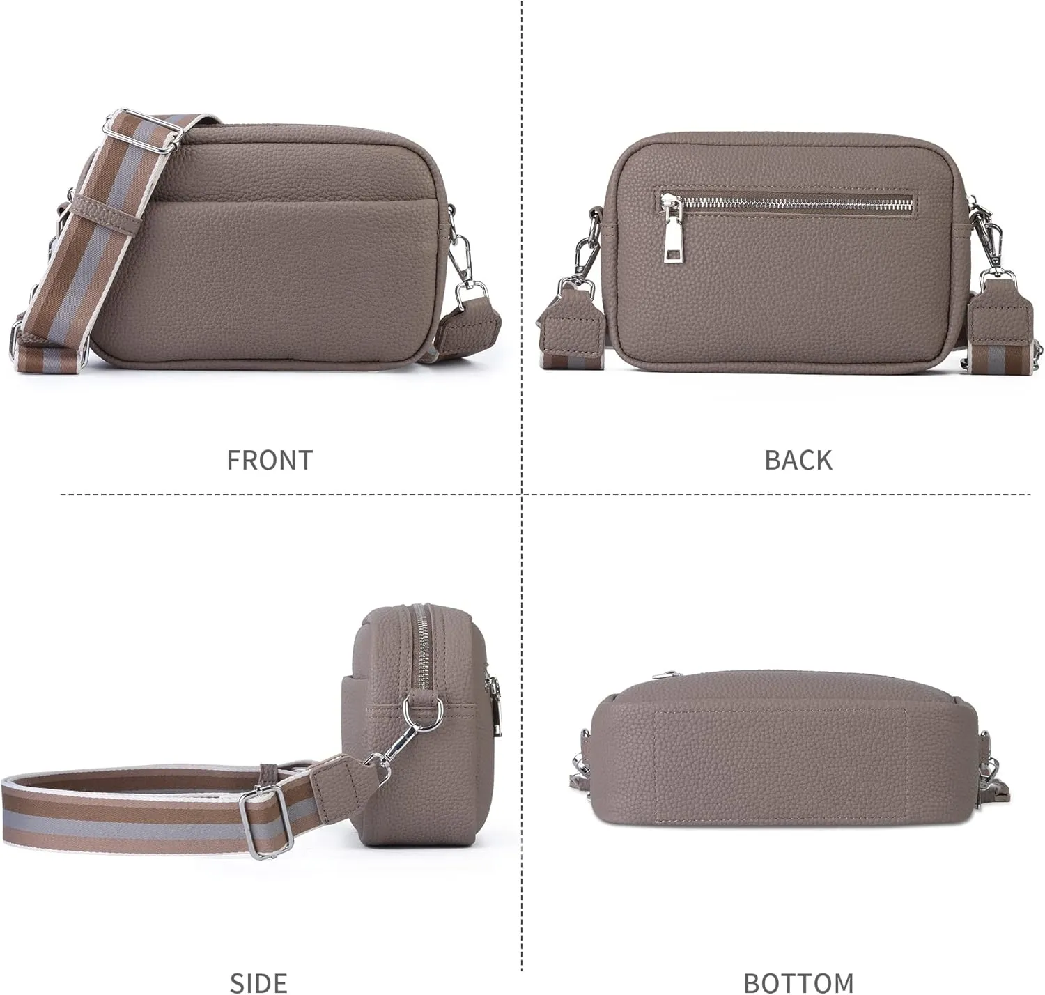 Small Crossbody Bag with Wide Guitar Strap Camera Purse Shoulder Handbag Satchel