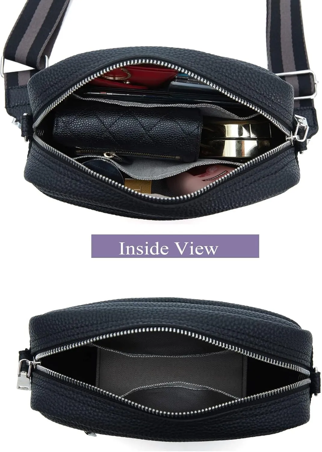 Small Crossbody Bag with Wide Guitar Strap Camera Purse Shoulder Handbag Satchel