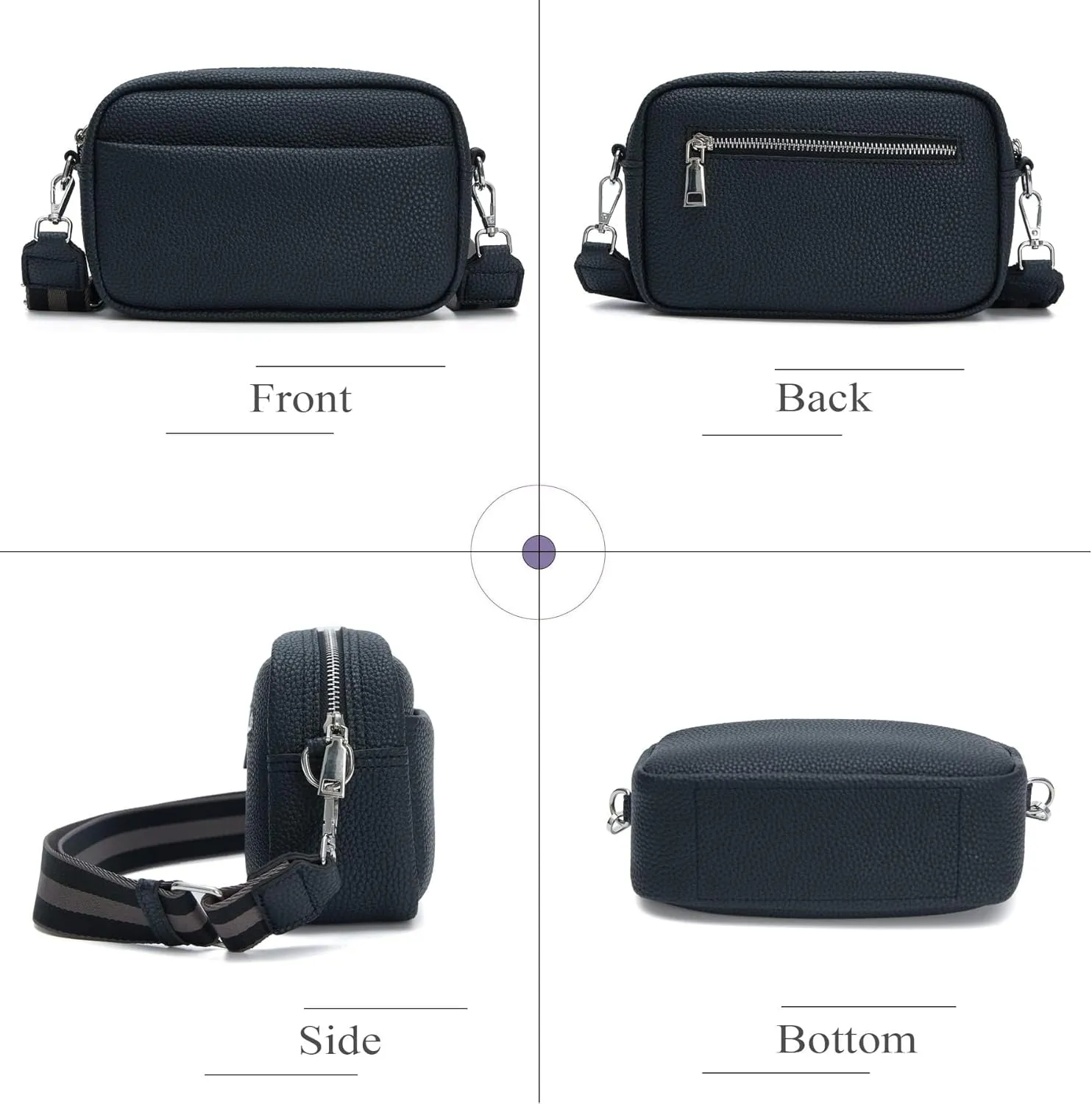 Small Crossbody Bag with Wide Guitar Strap Camera Purse Shoulder Handbag Satchel