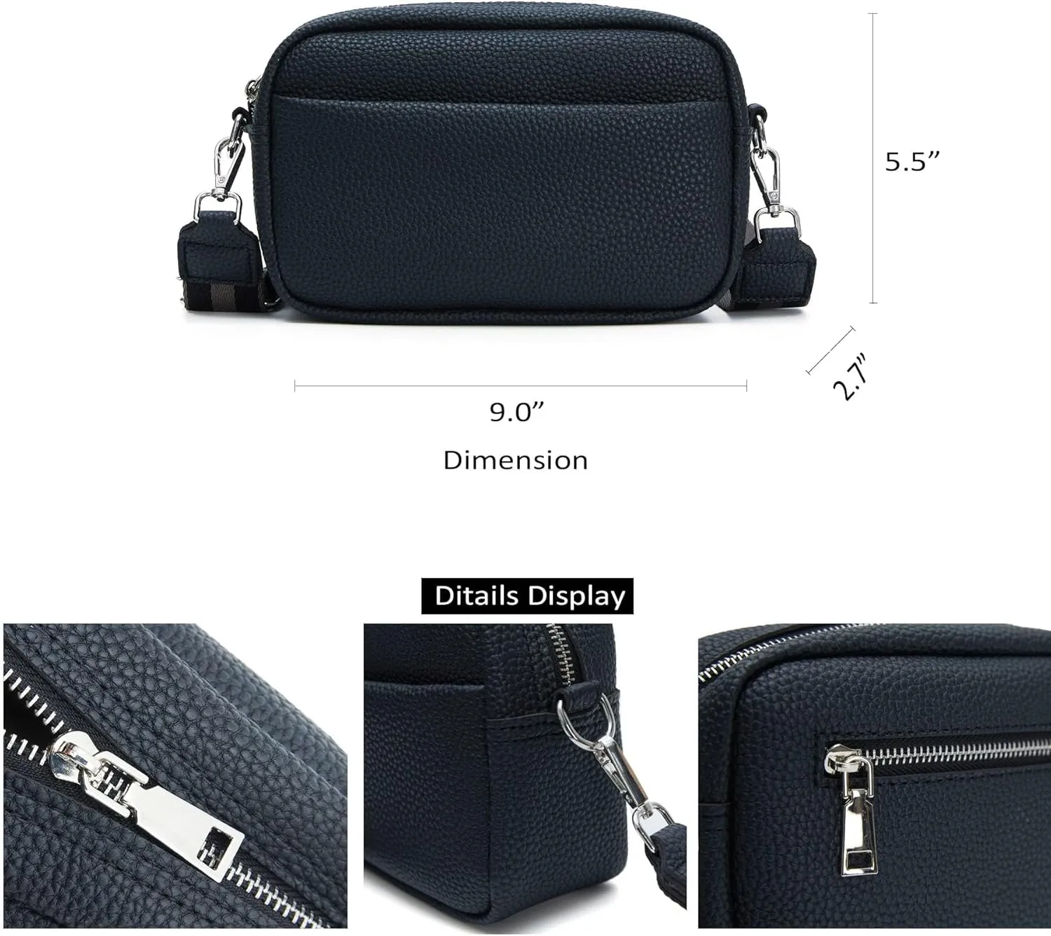Small Crossbody Bag with Wide Guitar Strap Camera Purse Shoulder Handbag Satchel